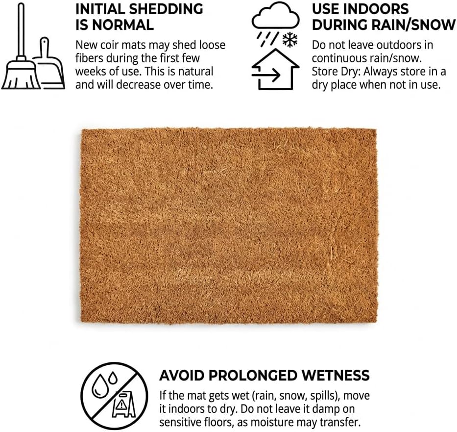 Halloween Layered Front Doormat Set, Hello Natural Coco Coir Door Mat + 28"x43" Orange White Buffalo Plaid Rug