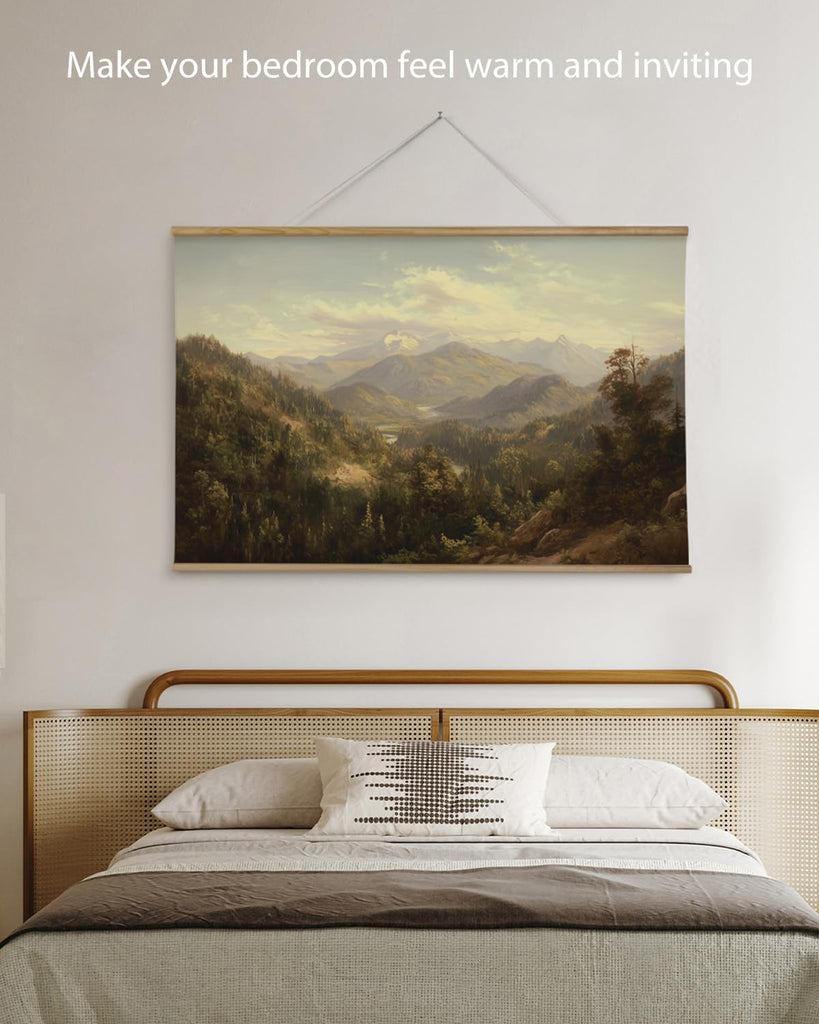 Extra Large Framed Wall Art, 36x54 In Mountain Mist Forest Print
