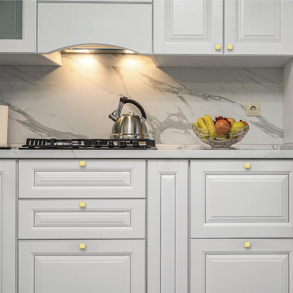 5 Pack Cabinet Knobs Gold Kitchen Cabinet Knobs Gold Knobs Drawers Brushed Brass Kitchen Hardware for Cabinets Square