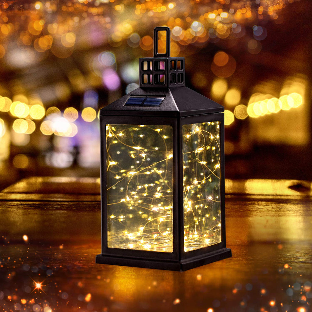 Lantern Lights Outdoor Waterproof Solar Table Lamp Hanging Lighting with 40 Warm White LEDs for Garden Patio