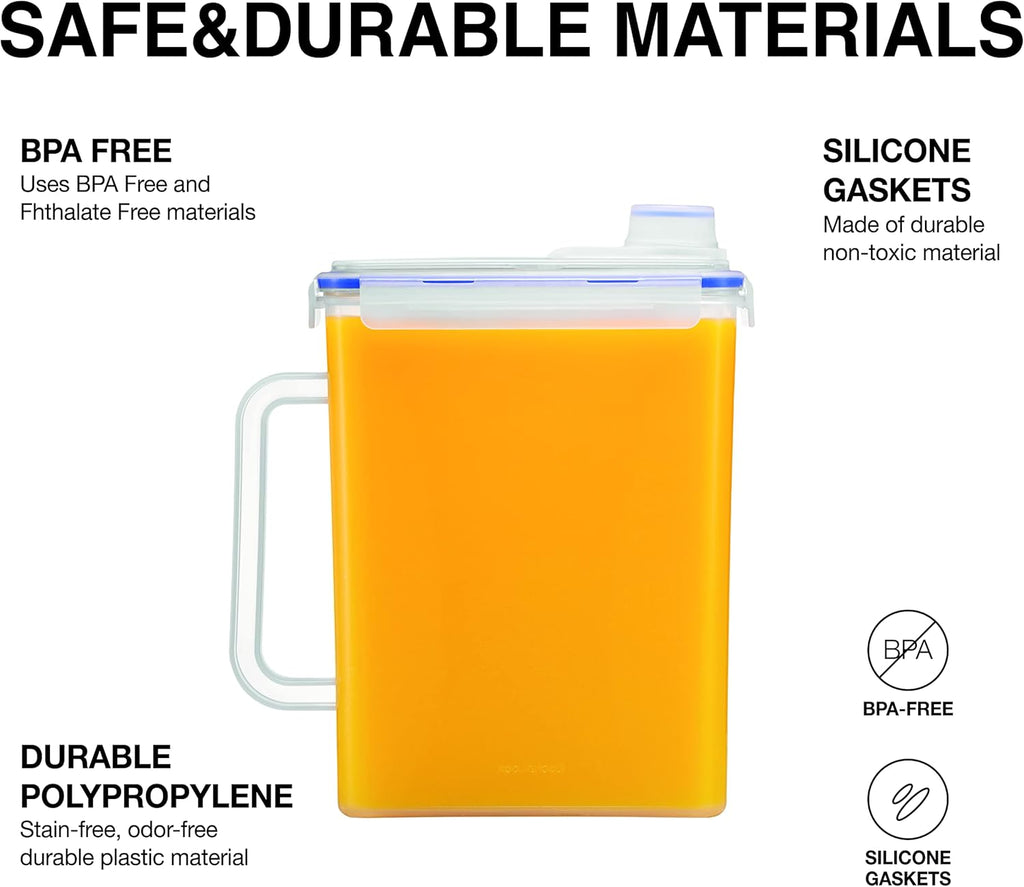 Aqua Fridge Door Water Jug | Clear Pitcher | BPA Free Plastic Pitcher with Lid | 1 Gallon Pitcher with Lid for Water