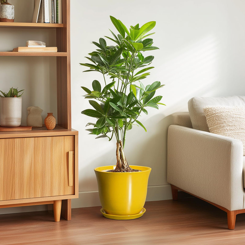 Ceramic Planter, 10 Inch Plant Pot for Indoor, Yellow