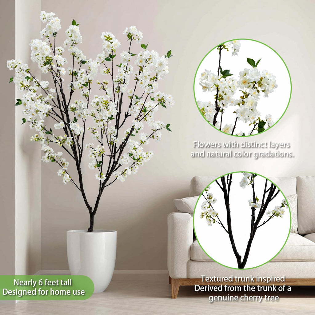 Artificial White Cherry Blossom Tree 6ft