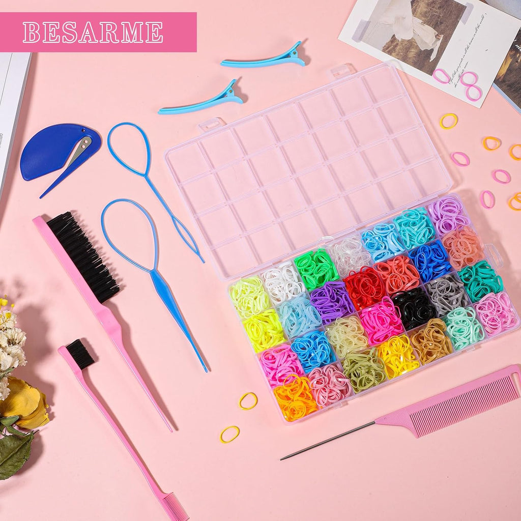 Hair Ties Accessories for Little Girls, 1500 Rubber Bands with 8 Hair Tools