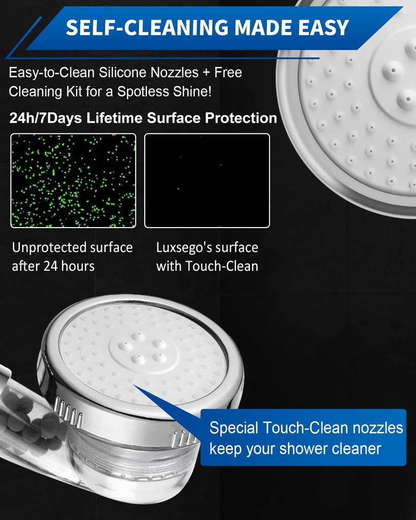 Filtered Shower Head for Hard Water, High Pressure 3 Modes Shower Heads with Handheld Spray