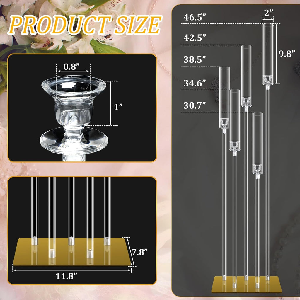 4 Set Floor Candelabra 5 Arm 46.5'' Tall Acrylic Candle Holders Tables Candelabra Centerpieces Wedding Candlestick