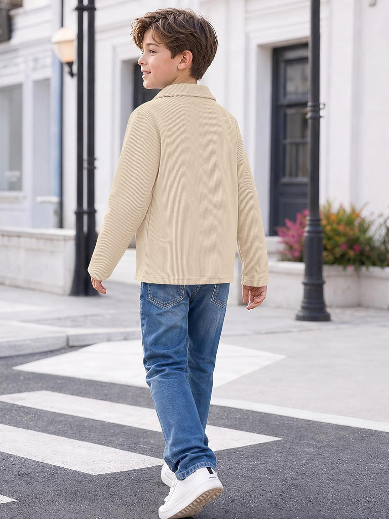 Boys Quarter Zip Sweatshirts Ribbed Knit Fashion Pullover Tops