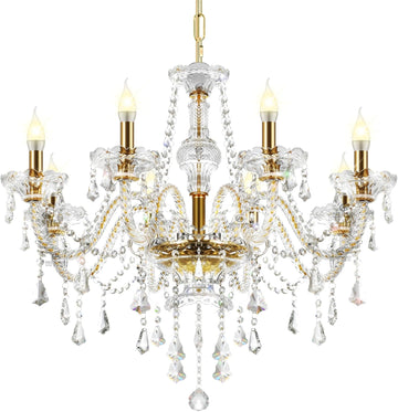 Gold Color Luxurious Candle Crystal Chandelier Modern Chandelier Light Fixture Crystal Pendant Raindrop Chandelier Glass Ceiling Pendant Lamp,10 Lights A110-B0BJ6VWLD1