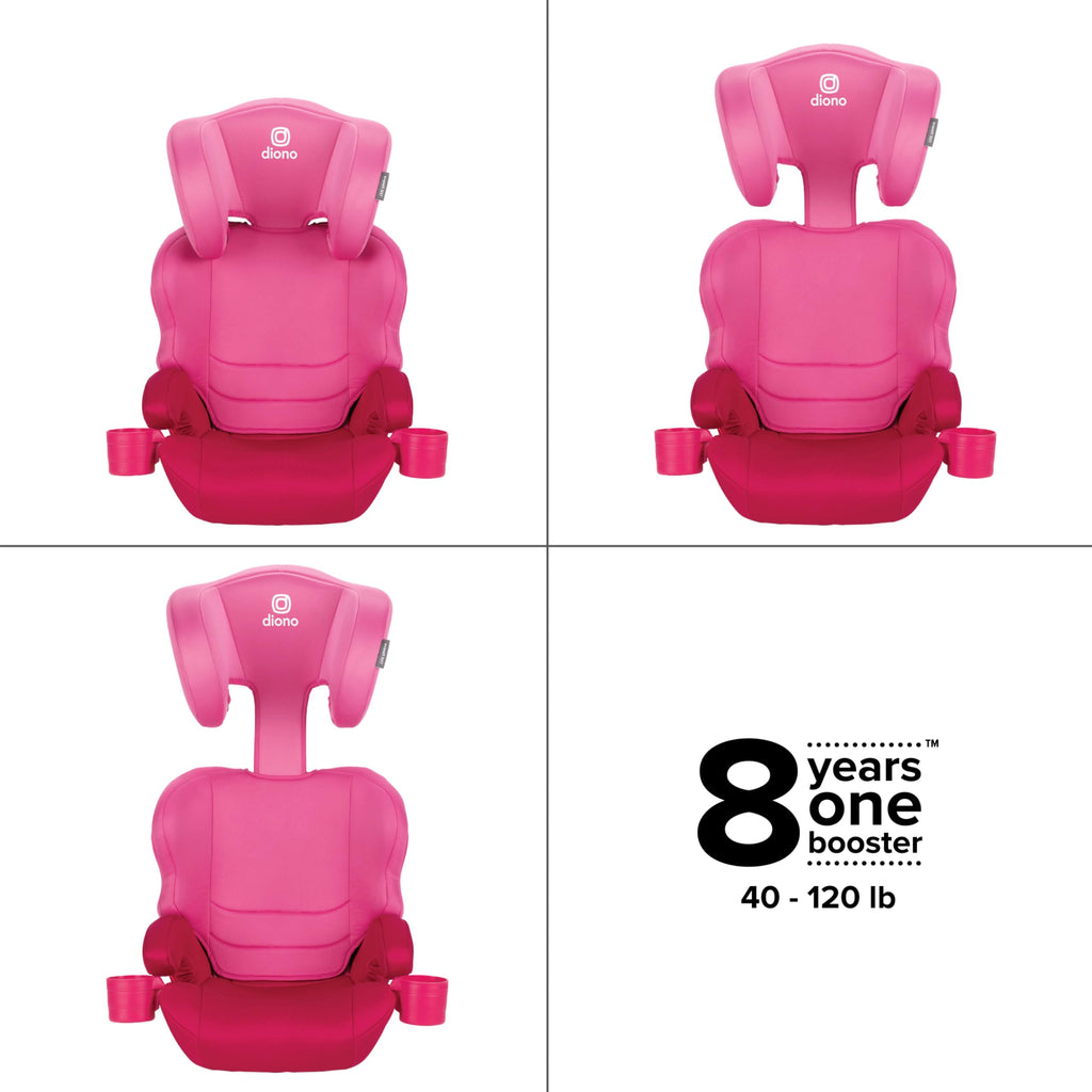 Diono Everett NXT High Back Booster Car Seat with Rigid Latch, Lightweight Slim Fit Design, 8 Years 1 Booster Seat