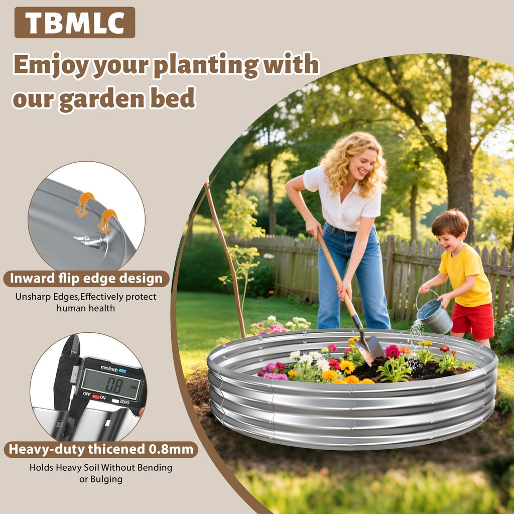 72" Round Galvanized Steel Fire Ring Pit/Raised Garden Bed Kit