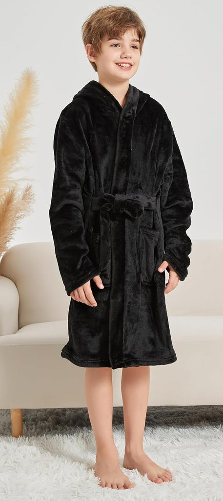 Boys Soft Fleece Robes Plush Hooded Bathrobes Sleepwear for Kids