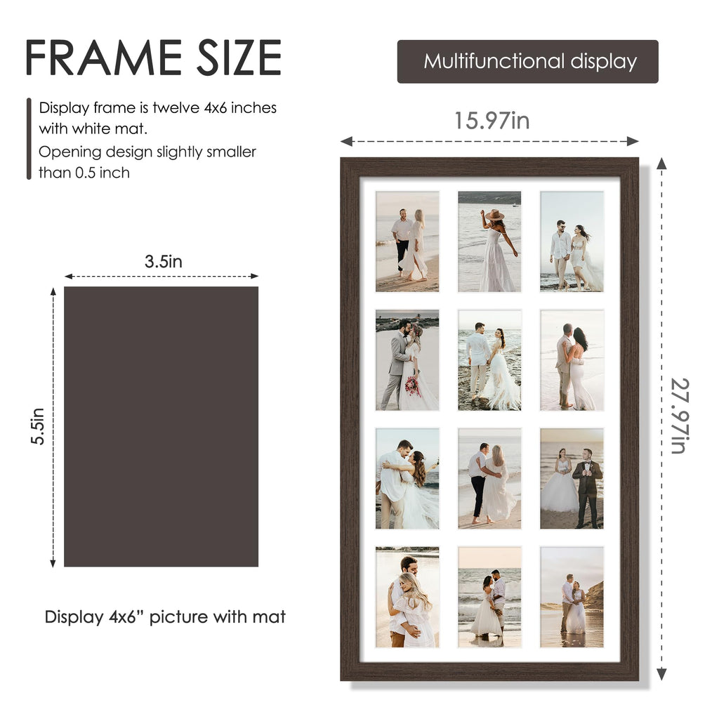 14x26 Collage Frame For 12 4x6 Photos Walnut