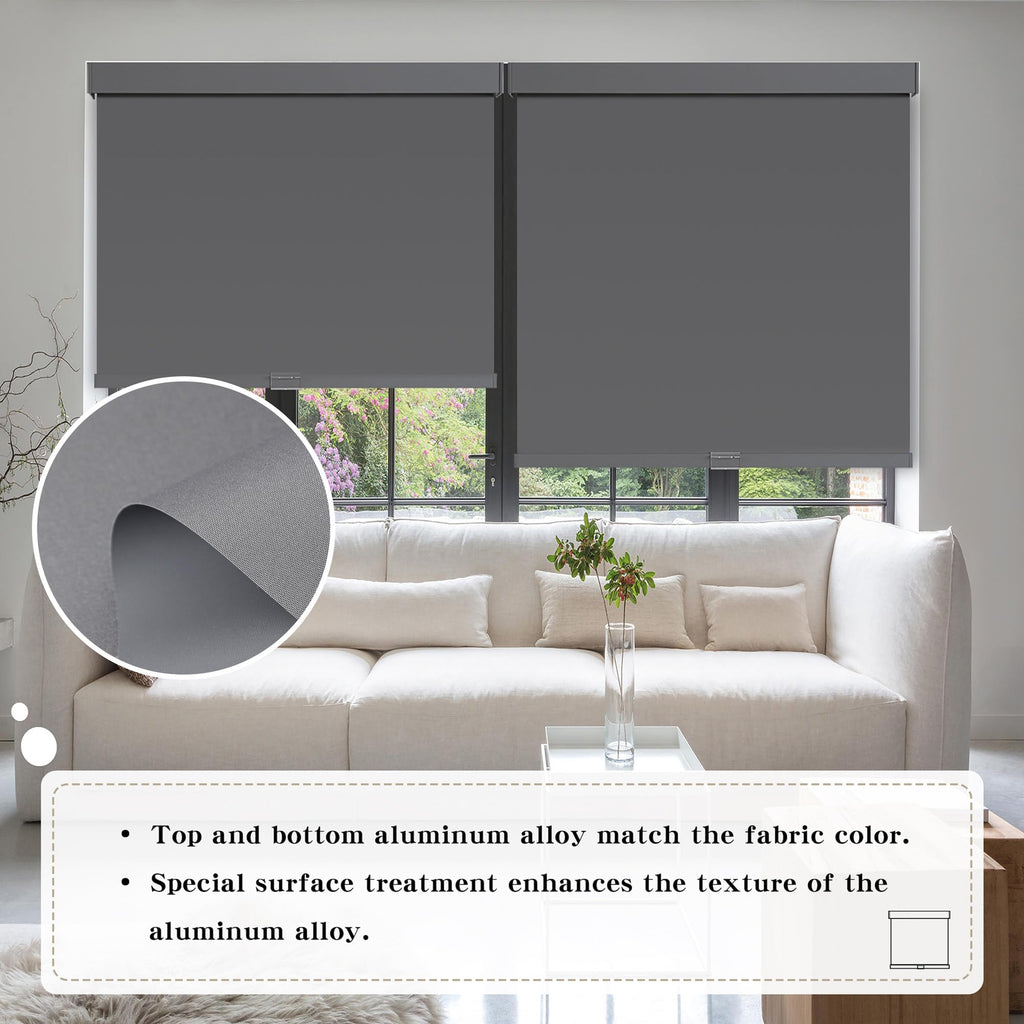 Cordless Blackout Roller Shades Blinds for Windows, Grey