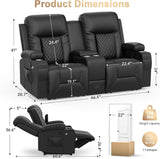 Loveseat Recliner Sofa, Home Theater Seating with Center Console