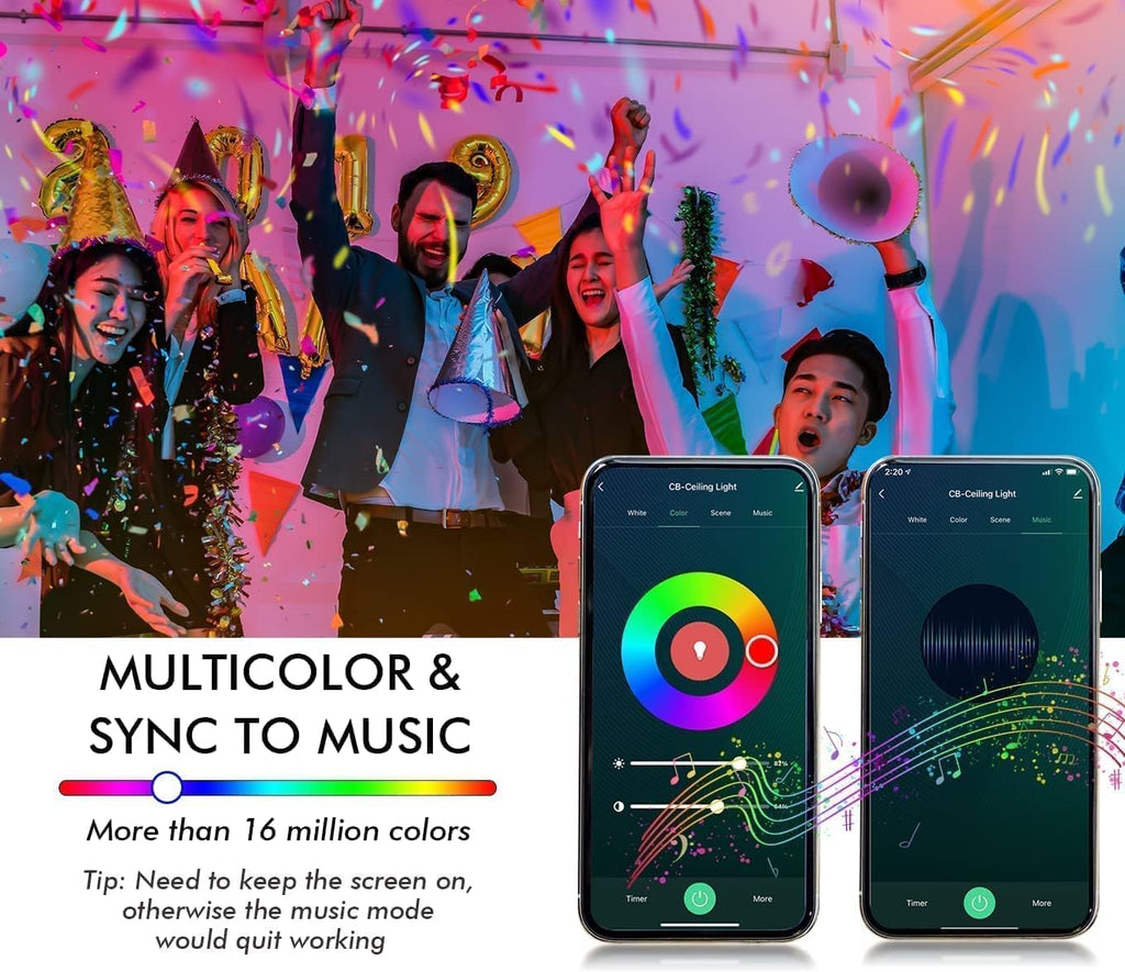 Smart Light Bulbs, Color Changing LED Bulbs for Alexa and Google Assistant, 2.4GHz WiFi and Bluetooth with Music