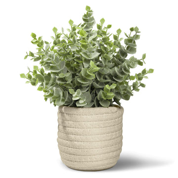 Faux Plants, Fake Plants Eucalyptus Potted Desk, Artificial Eucalyptus with a Weave Basket for Indoor Greenery