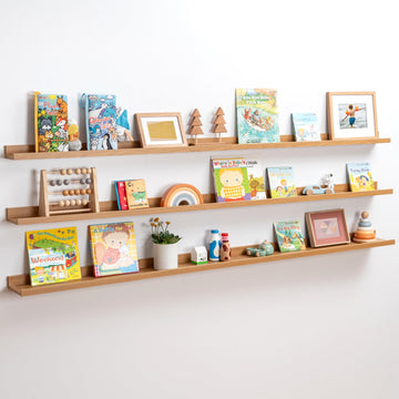 Picture Ledge Shelf, 72 Inch Oak Floating Shelves Set of 3