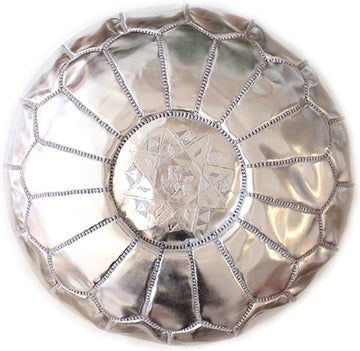 Silver Pouf - Faux Leather (Vegan)
