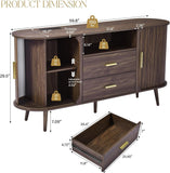 60" Sideboard Buffet Cabinet with Storage, Sliding Door & Adjustable Shelf