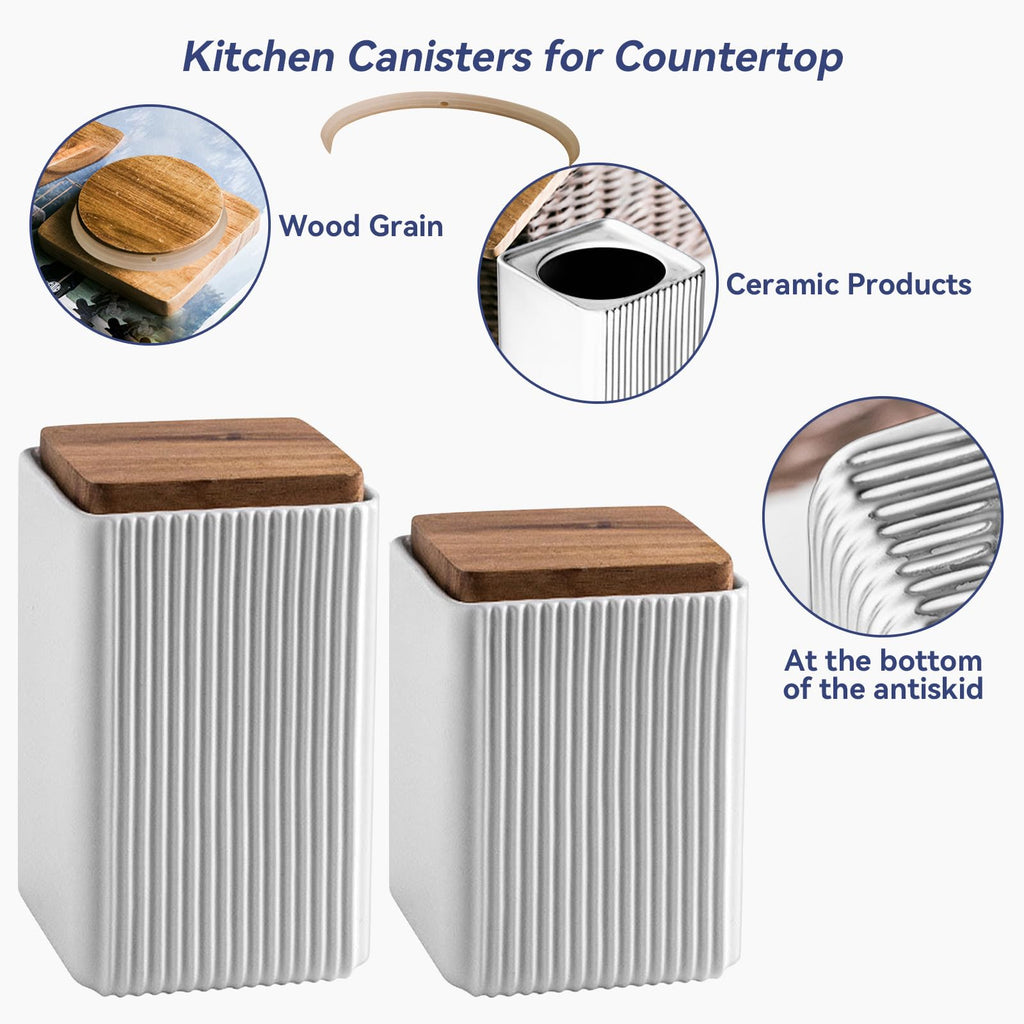 Ceramic Storage Jars Modern Airtight Coffee Canisters With Lid (White, Small size, 13cm*10cm)