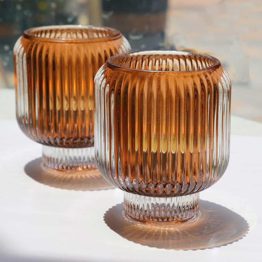 Brown Votive Candle Holders Bulk of 4 for Fall Thanksgiving Decoration
