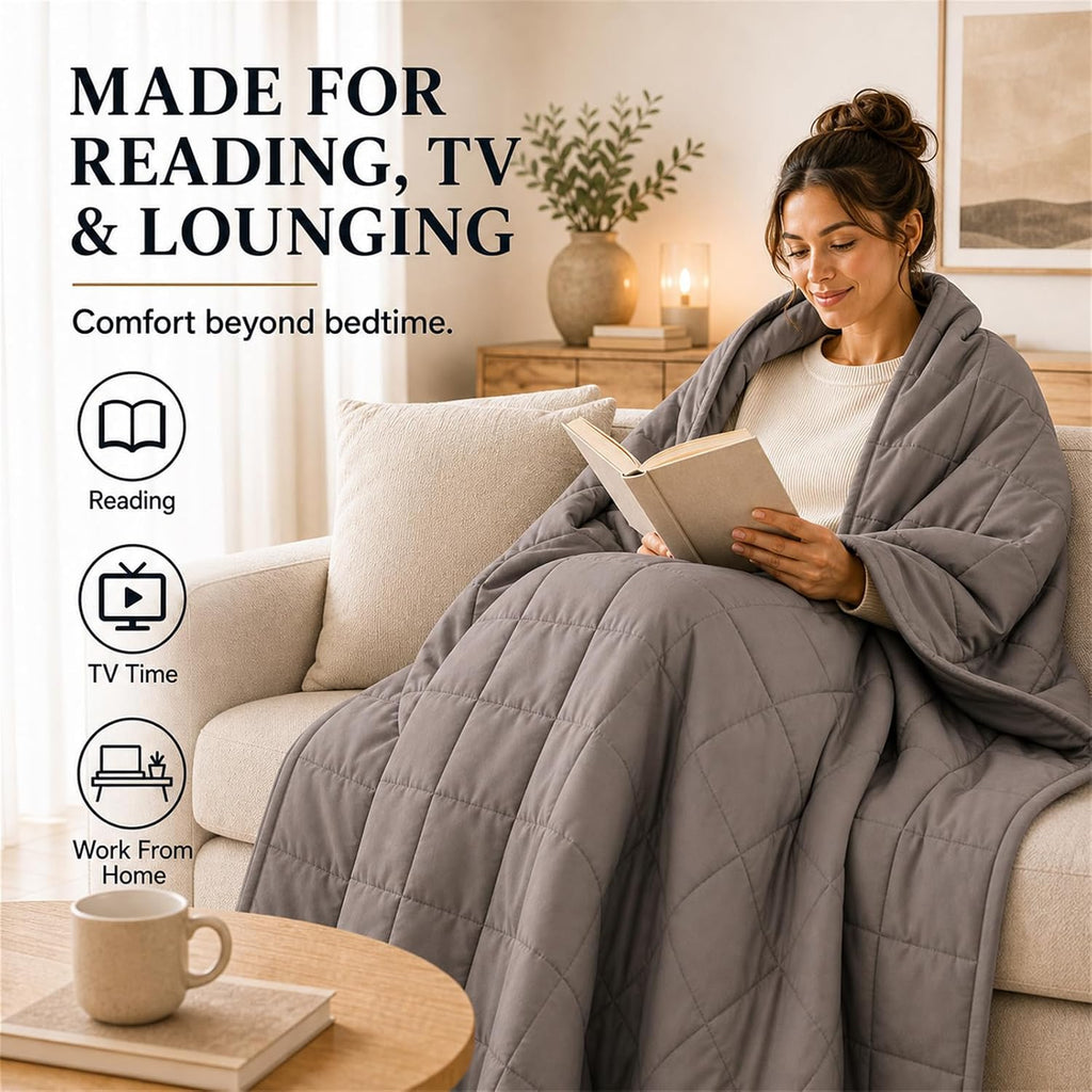 Cooling Weighted Blanket for Adults 15 lbs, 48"x72" Twin Size Heavy Blanket for Sleeping, Soft Breathable Cotton with