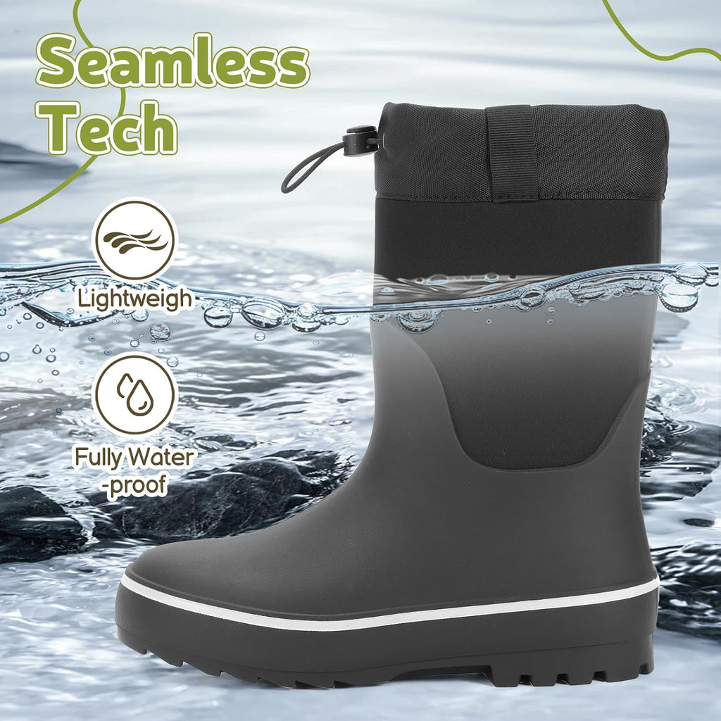 Kid's Rain Boots Waterproof Insulated Rubber Mud Boot