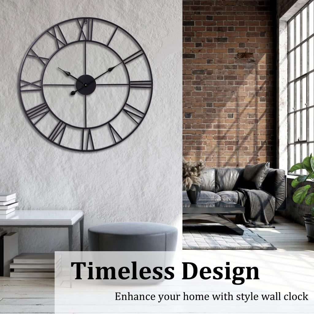 30 Inch Wall Clock Decor, Black Roman Numeral