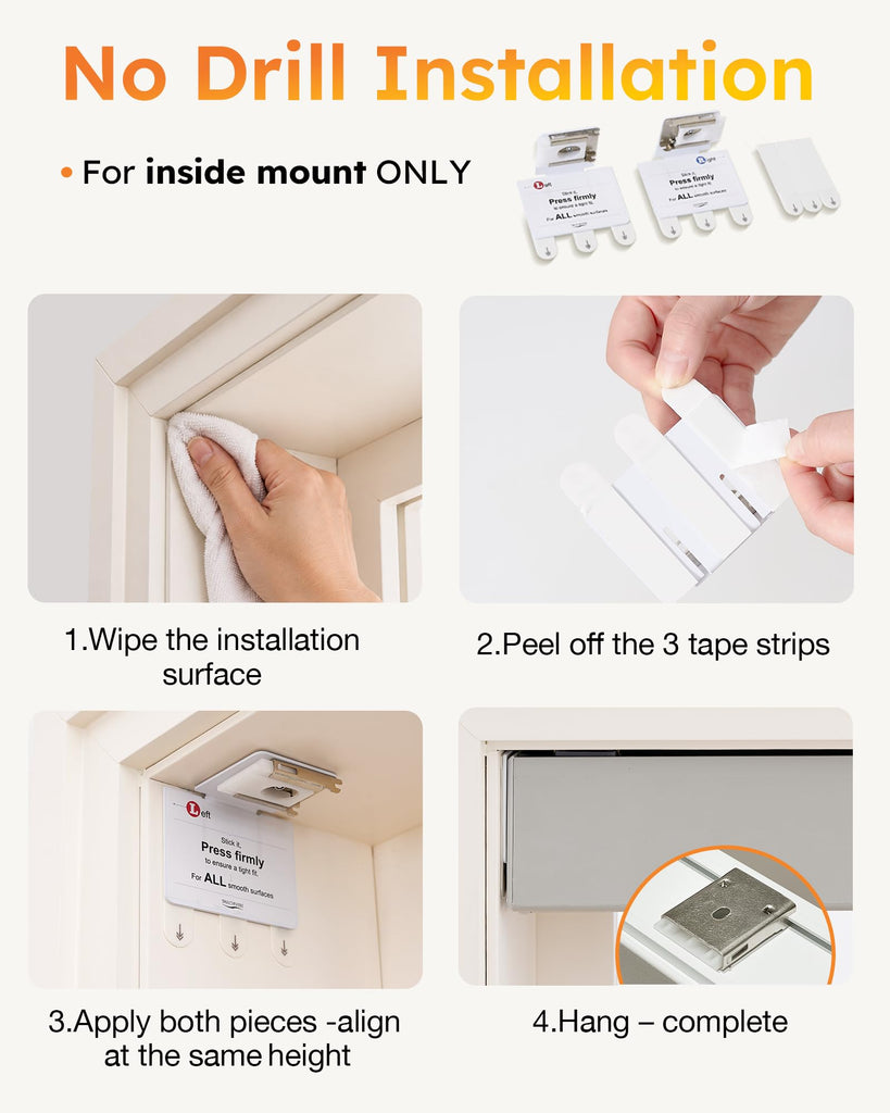 No-Drill Motorized Blinds with Remote, 100% Blackout Automatic Roller Shade