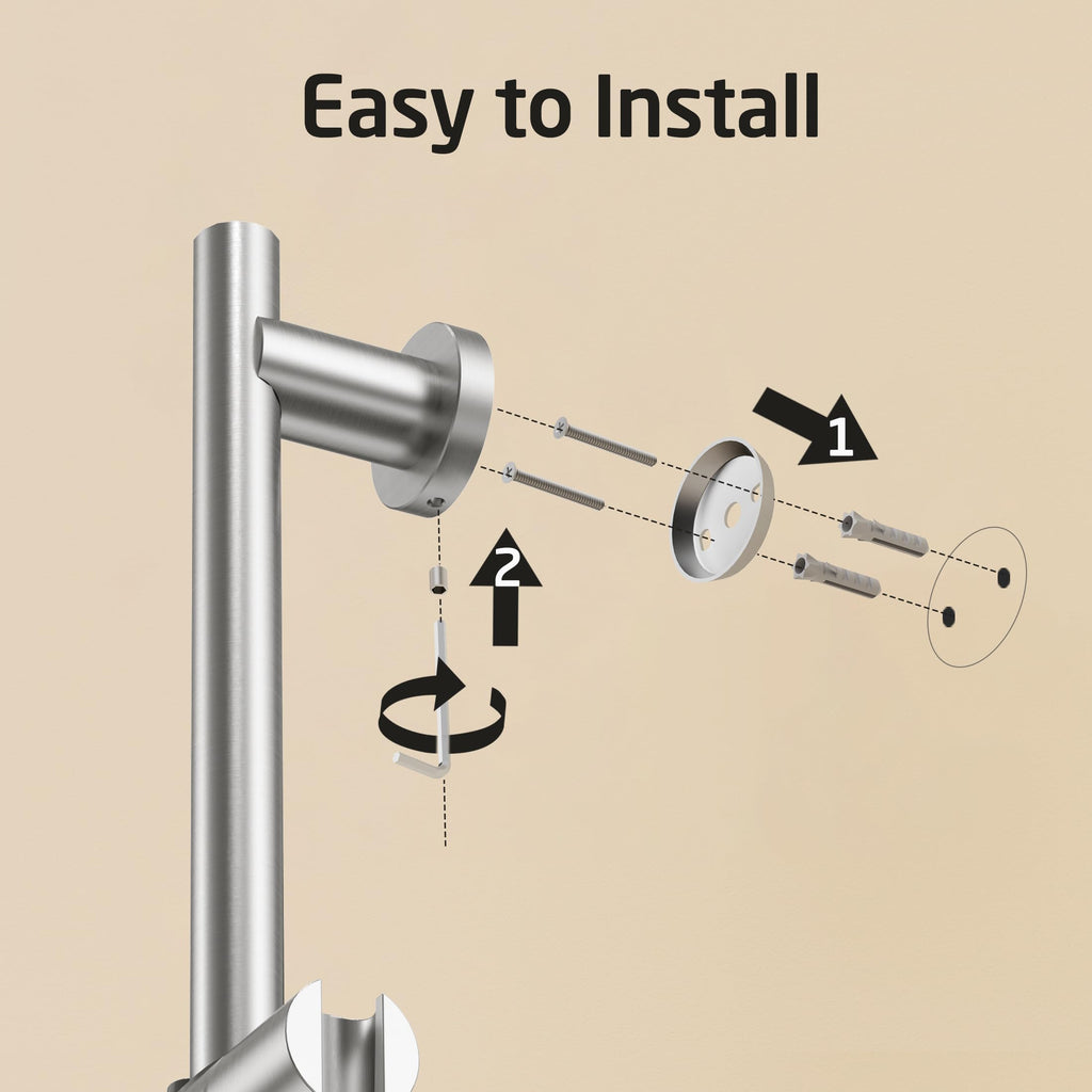 Adjustable Shower Head with Slide Bar, 5-Function Handheld Sliding Shower Head with Extra Long Hose Wall Mount