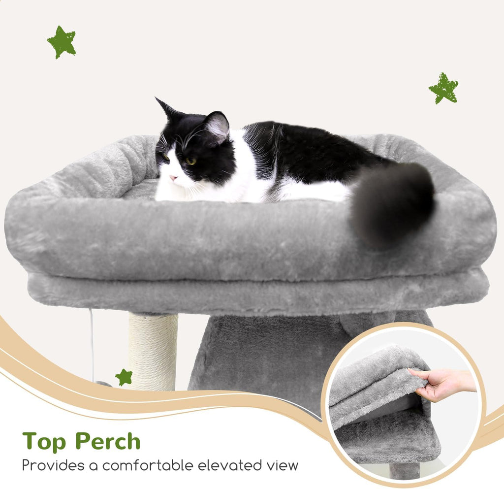 Heavy Duty Cat Tree, 70 inch Sturdy Cat Tree for Indoor Cats Extra Large Cat Tower with Scratching Post, Hammock