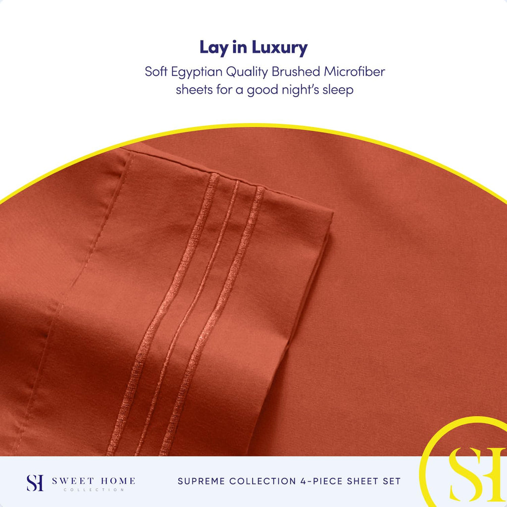King Size Sheets - Breathable Luxury Bed Sheets with Full Elastic & Secure Corner Straps Built In - 1800 Supreme