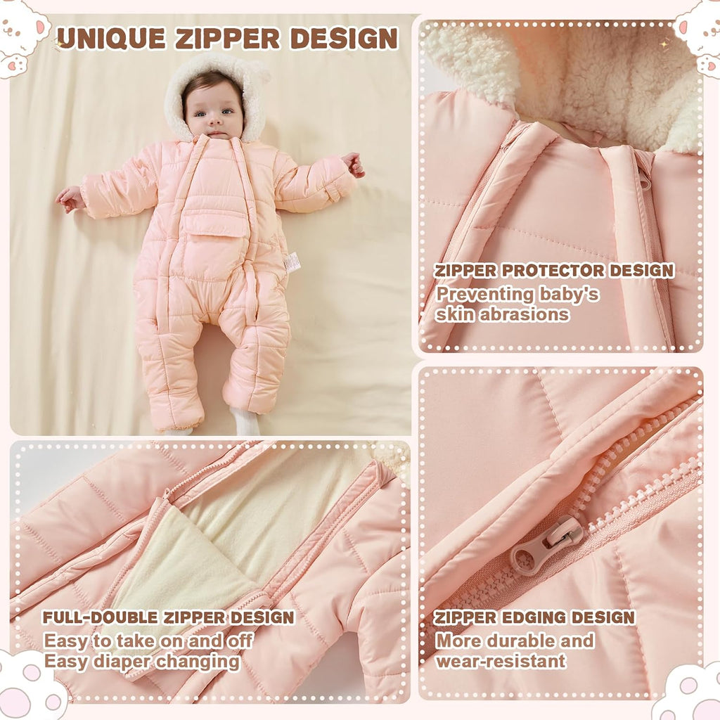 Baby Girls Boys Snowsuit Winter Clothes Jumpsuit Romper Infant Hooded Fleece Coat Jacket Outwear