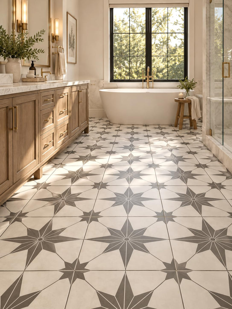 12x12 TrueNorth Geometric Pattern Modern Encaustic Style Ceramic Wall Floor Tile (12)