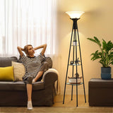 Floor Lamp with Shelves, 69” Tall Torchiere Floor Lamps, 3-Tier Glass Shelf Lamp