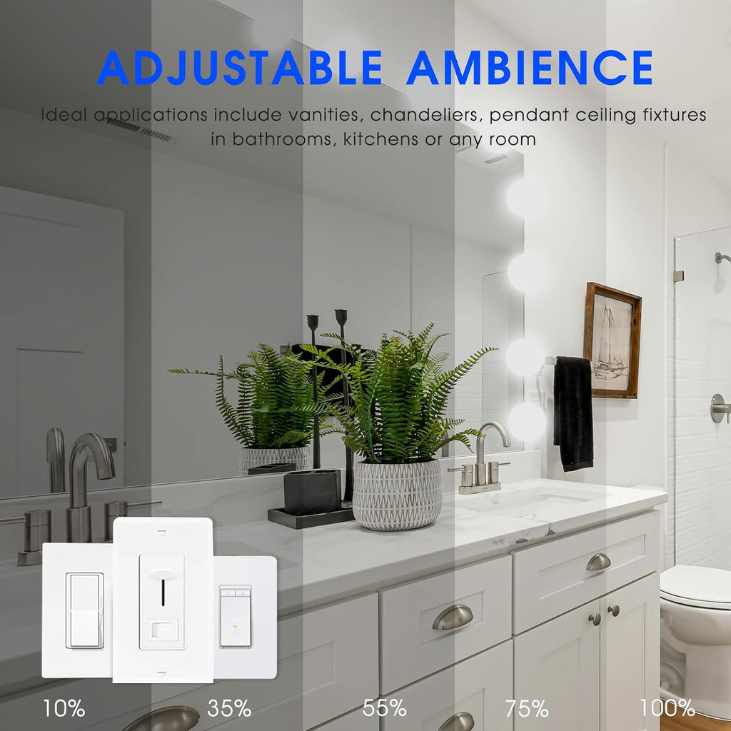 Vanity Globe Light Bulbs G25 LED for Indoor Bathroom Mirror Living Area, 2700K Soft White, Dimmable 600 Lumens, 6W