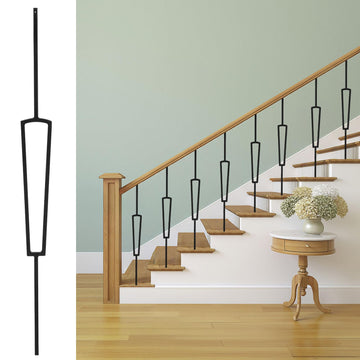 10 Pack Staircase Balusters, 44" x 1/2" Sector Hollow Balusters for Staircase Interior, Black Stair Spindles Iron