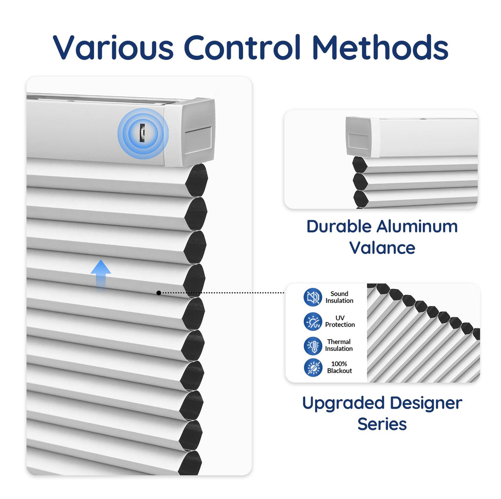 Motorized Cellular Shades, Smart Blinds with Remote, Custom Size