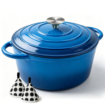 6QT Enameled Cast Iron Dutch Oven with Lid, Heavy-Duty & Non-Stick Cookware Pot for Braising, Stews, Roasting, Bread