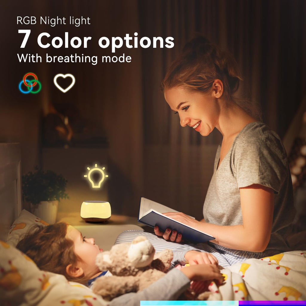 White Noise Sound Machine with 7 Colors Night Light 34, Portable Sound Machine for Baby Adults Kids Sleep with 30 Sounds