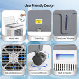 1400CFM Evaporative Air Cooler, 5.2 Gal Portable Swamp Cooler with Auto Oscillating, Remote, 3 Speeds