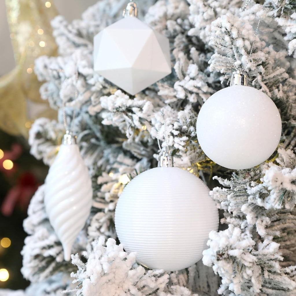 Christmas Tree Decorations Ornaments Set, Shatterproof Plastic Baubles Decorative Balls Decor Holiday Wedding - Set of 100