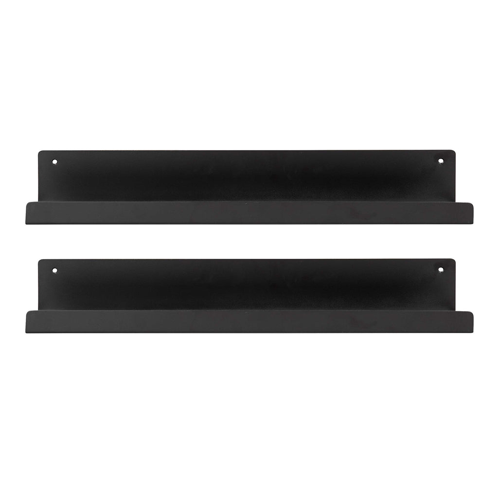 Mezzo Modern Metal Ledge Shelf, 24", Black, Set of 2, Contemporary Floating Shelves