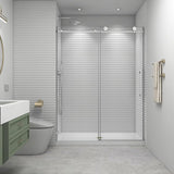 55"- 60" W x 76" H Soft Closing Sliding Frameless Shower Doors, Nano Explosion-Proof Film Shower Glass Door