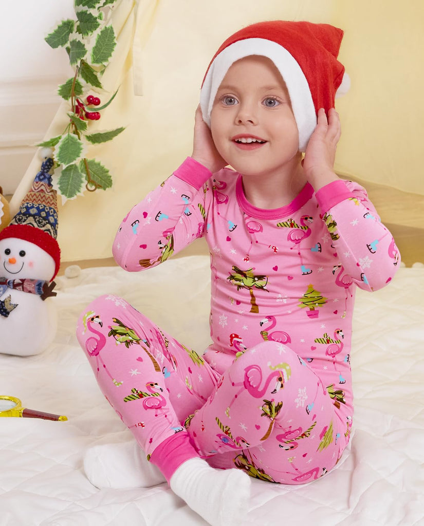 Bamboo Viscose Toddler Girls Kids Pajamas Merry Mingo Pjs Long Sleeve Snug fit 2pcs Soft Jammies