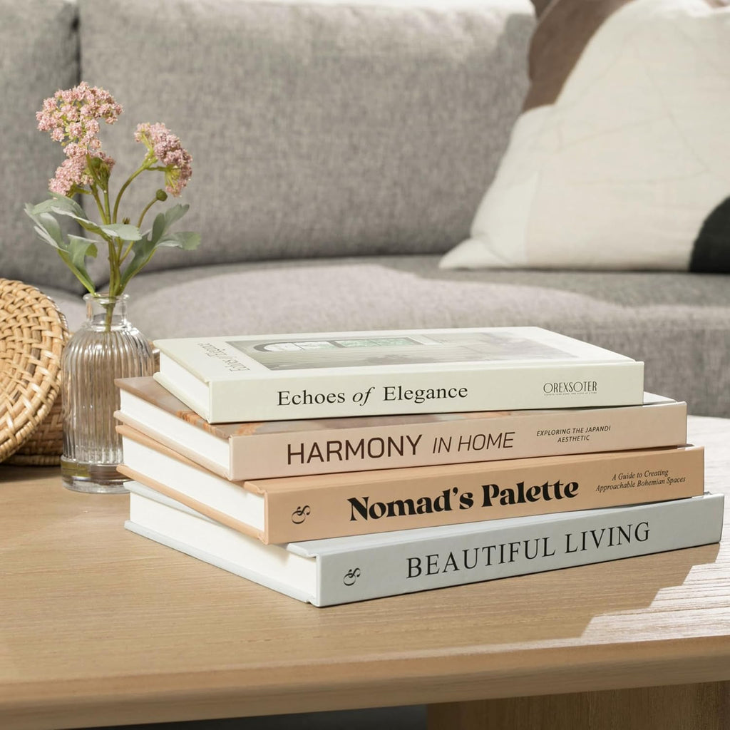 Decorative Books Decor Set of 4 Large Faux Decoration Coffee Table Books Hardcover Aesthetic Book Nook Mantel Accent