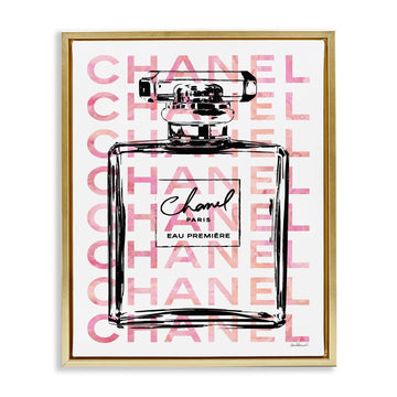 Glam Perfume Bottle Brand Text, 25 x 31 Inch Canvas in Floater Frame