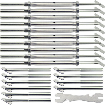 Stainless Steel Cable Railing Hardware Kit for Metal Posts 3/16 Cable Railing System, Drop Pin Turnbuckle 10 Pair