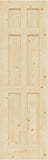 24'' x 80'' 6-Panel Wood Door, Natural Solid Pine Interior Door Slab, Arch Top, Solid Core Wooden Panel w/o Hardware