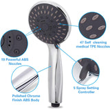 High Pressure Handheld Shower Head Briout 5-Settings Powerful Water Spray Shower Head against Low Pressure Water Flow